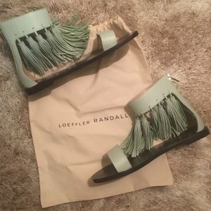 EUC RARE Loeffler Randall Green Tassel Sandals 7